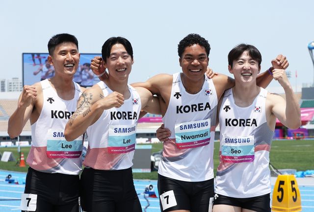 한국 남자 400ｍ 계주팀, 예선 1위로 아시아선수권 결선 진출 