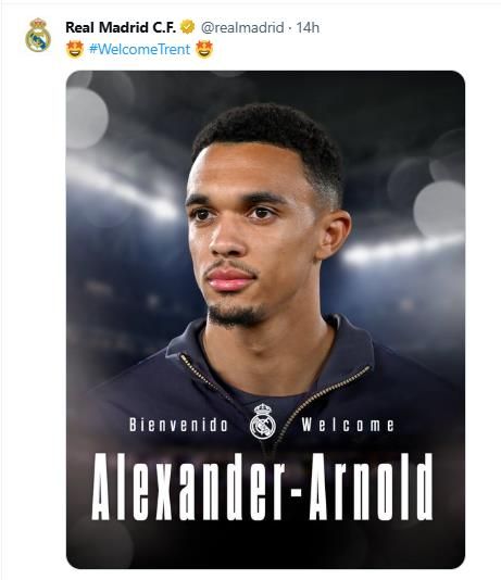 알렉산더아널드의 영입을 발표한 레알 마드리드.