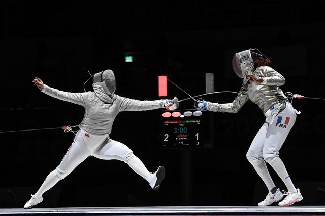 4일 SKT 그랑프리 때 전하영(왼쪽)의 준결승전 경기 모습