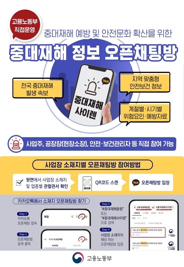 중대재해 사이렌(오픈채팅방) 검색 및 가입방법