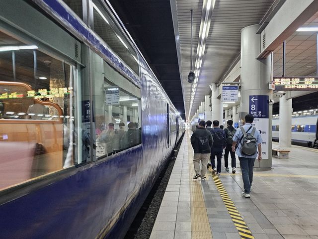 서울역에서 출발을 대기하는 관광열차