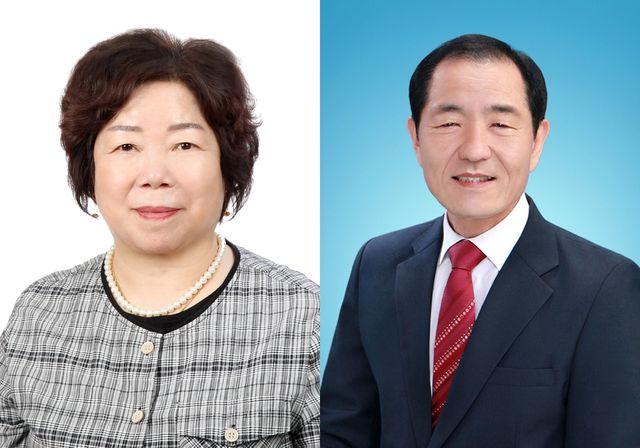 국민훈장 석류장 받은 김혜원(왼쪽)씨와 국민포장 받은 신태인씨