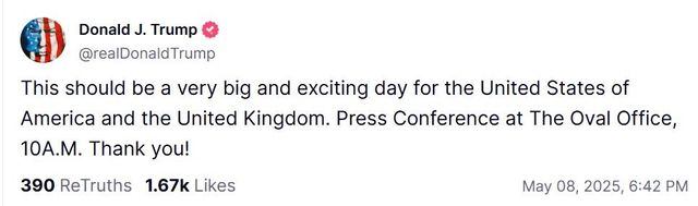 도널드 트럼프 미국 대통령 트루스소셜 캡처