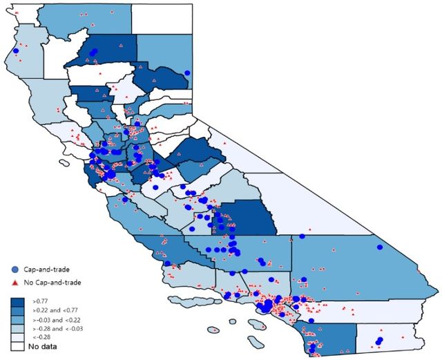 미국 캘리포니아 제조시설의 탄소 배출 변화 