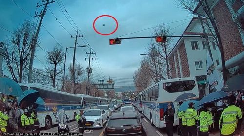 헌법재판소 앞에서 날아가는 계란