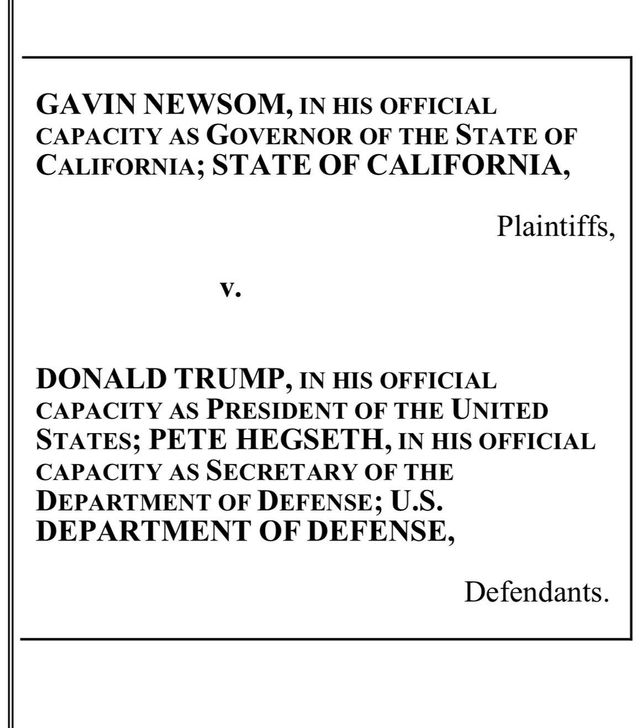 개빈 뉴섬 캘리포니아 주지사가 9일 엑스에 올린 소송장 