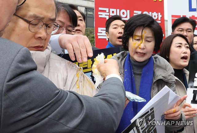 계란 봉변 당한 민주당 백혜련 의원