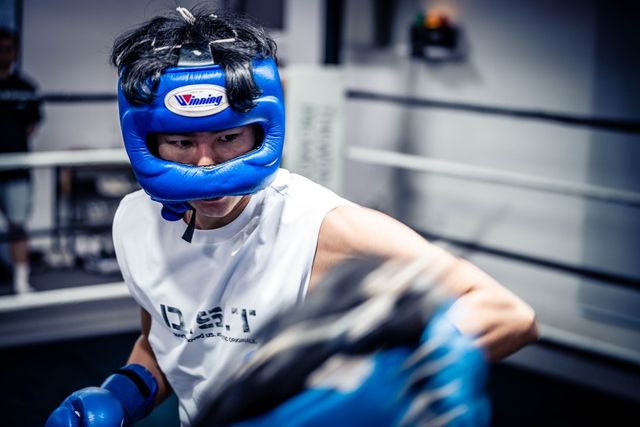 복싱훈련 중인 조여훈 경사