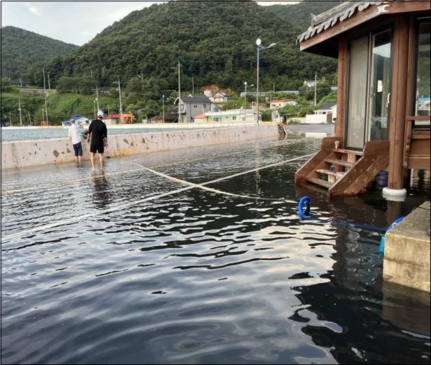 침수된 덕적도 북리 마을