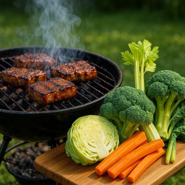 채소 곁들인 바비큐