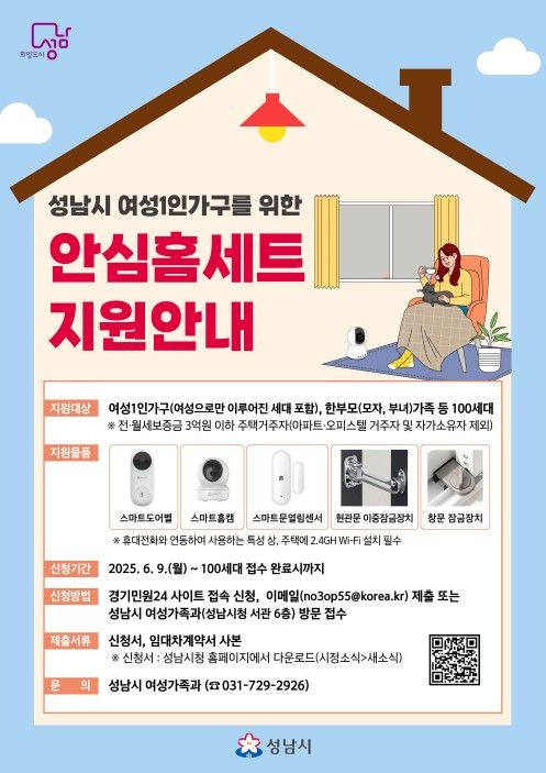 성남시, 여성 1인 가구에 안심홈세트 지원