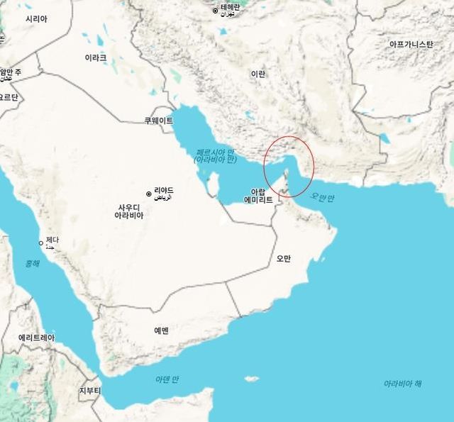 호르무즈 해협 [구글맵. 재판매 및 DB 금지]