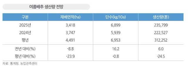 여름배추 생산량 전망