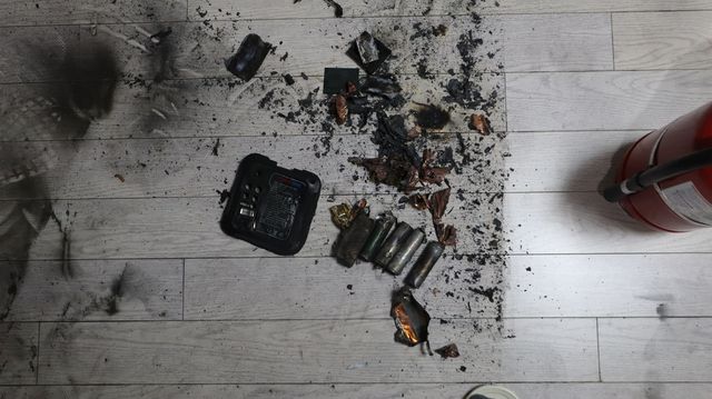 폭발한 무선 선풍기용 리튬이온배터리