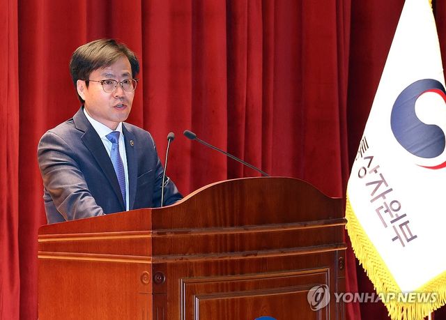 취임사하는 여한구 신임 통상교섭본부장