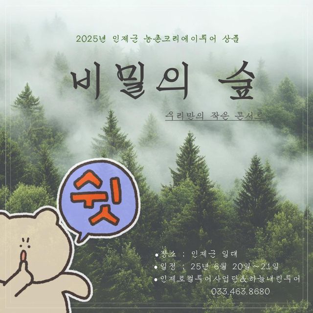 인제군 '비밀의 숲, 우리만의 작은 콘서트' 포스터