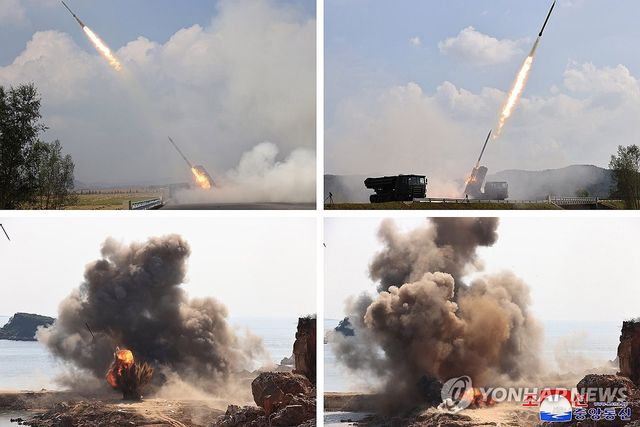 북한 유도기능 240㎜포 시험사격