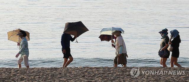 햇살 가리고 걷기