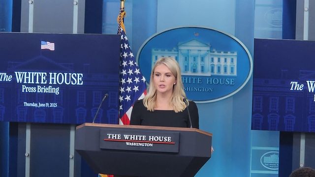 브리핑 하는 캐롤라인 레빗 백악관 대변인