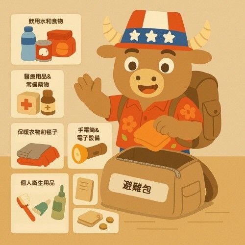 미국 재대만협회(AIT) 가오슝 지부가 공개한 재난대피가방