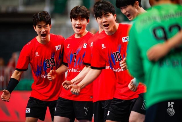 미국전 승리 후 기뻐하는 한국 선수들. 