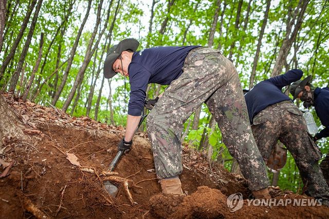 국군 전사자 유해 발굴 작전 벌이는 장병