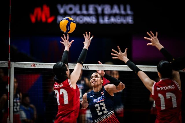 여자배구 VNL 한국-도미니카공화국 경기 장면