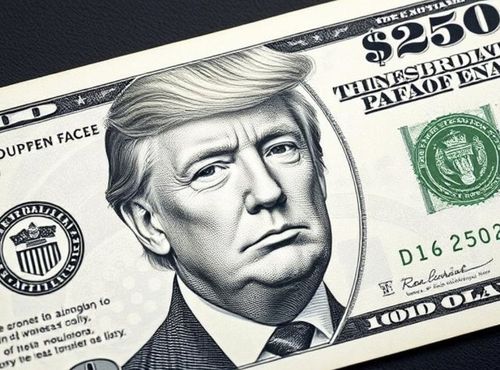 트럼프 대통령 초상화가 그려진 250달러 지폐