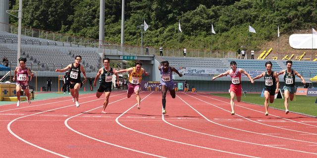 비웨사, 전국육상선수권 남자 100ｍ 우승