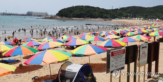 지난해 왕산 해수욕장에 몰린 인파