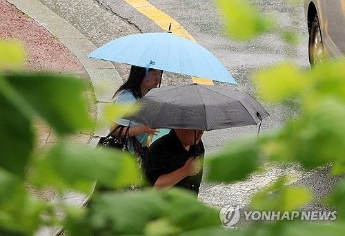 우산 쓴 시민들