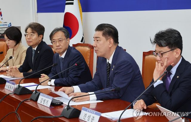 발언하는 김병기 당 대표 직무대행 겸 원내대표