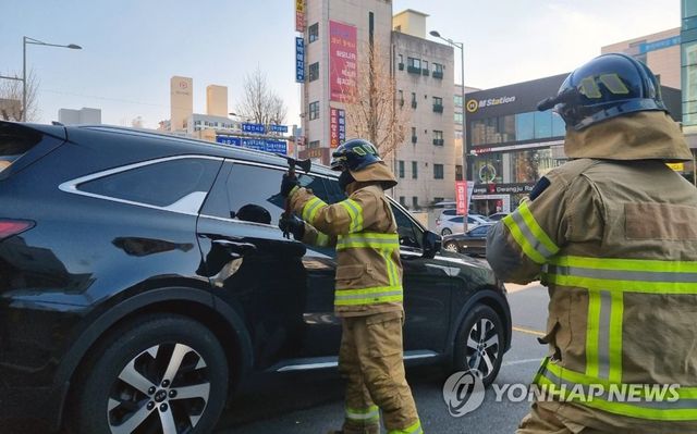 광주 동부소방, 불법 주차 강제처분 훈련