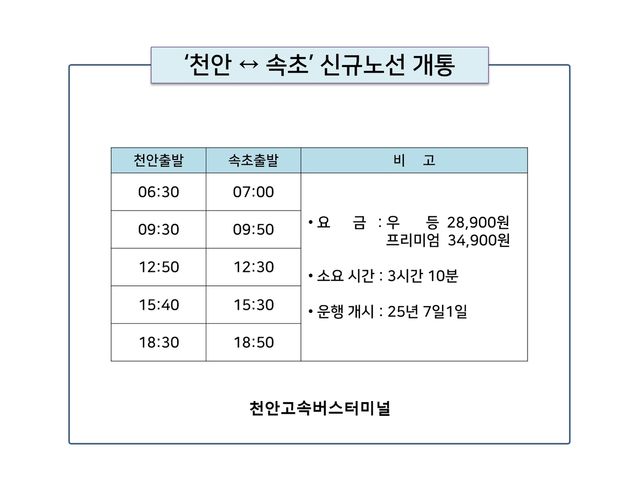 천안∼속초 고속버스 노선 안내