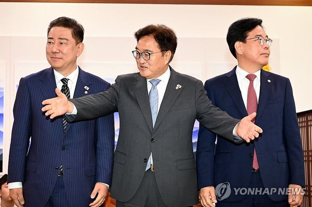 여야 원내대표, 우원식 국회의장과 회동