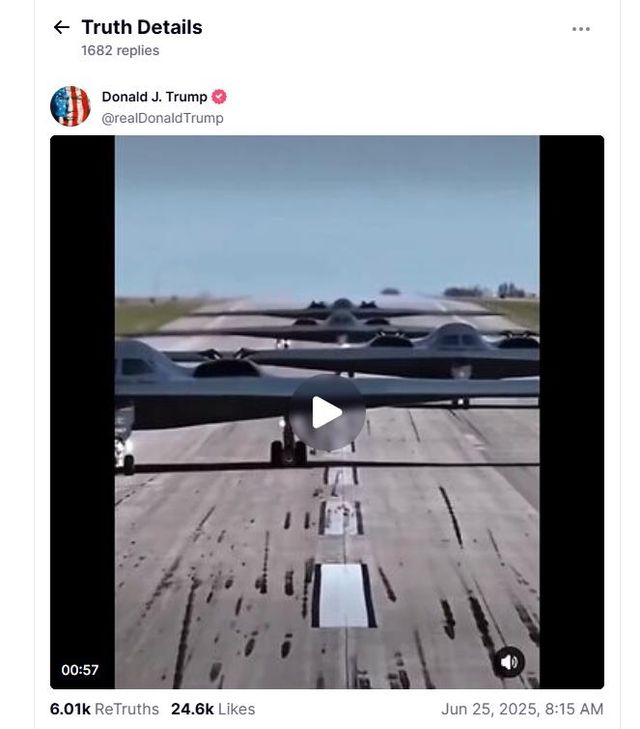 트럼프 미국 대통령이 올린 '이란 폭격 뮤직비디오'