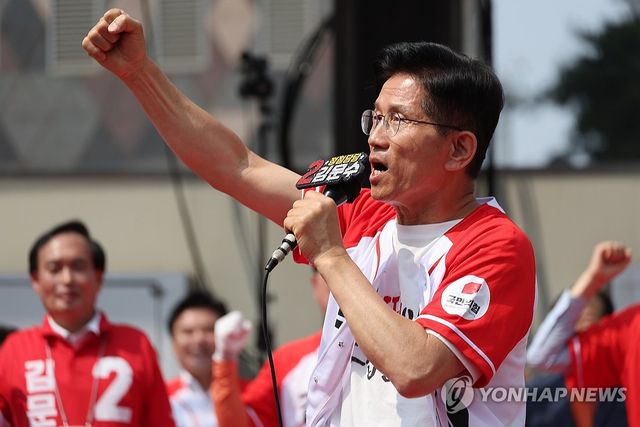 김문수, 광교 유세