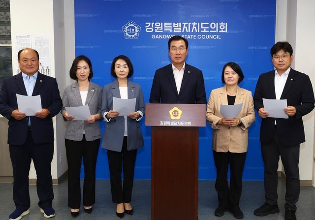 성명 발표하는 민주당 강원도의원들