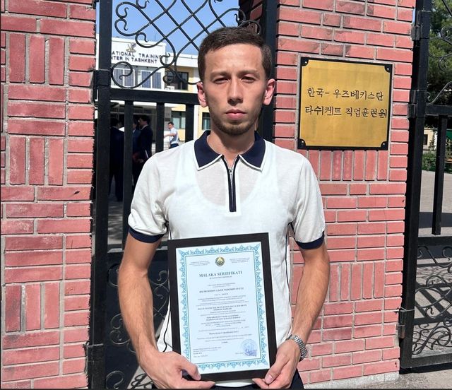 우즈벡 첫 국가기술자격증 합격자