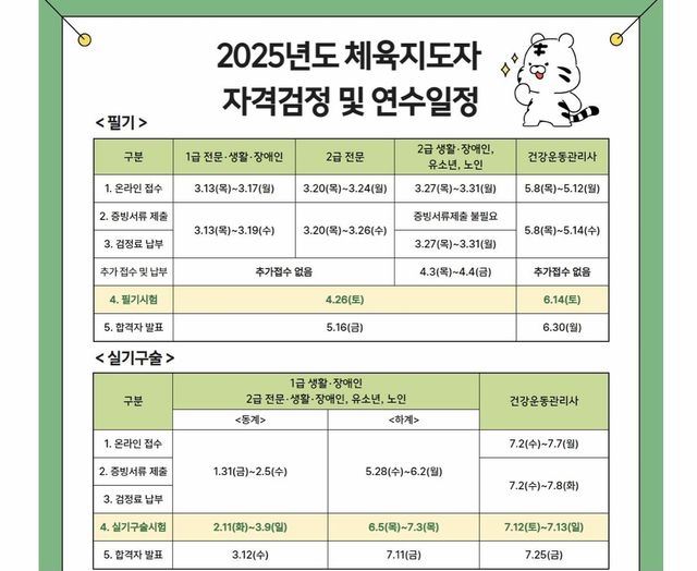 2025년 생활스포츠 지도사 자격검정 시험 일정 안내 
