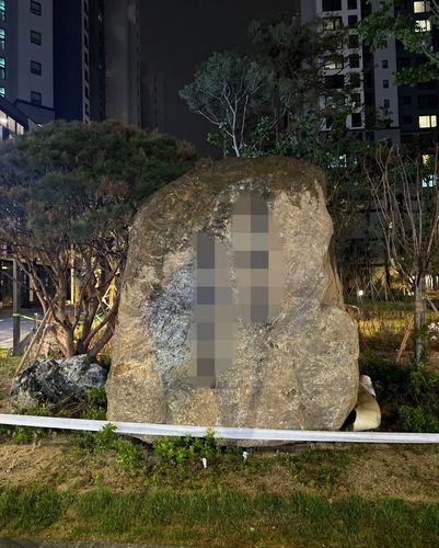 동대문구 이문동 신축아파트에 설치된 조경석