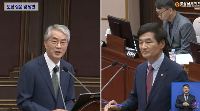 왼쪽부터 박종훈 경남교육감, 유계현 의원