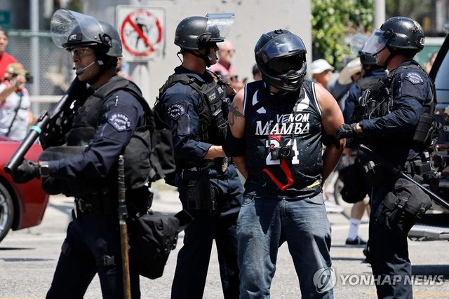 LA 불법이민자 단속 반대 시위