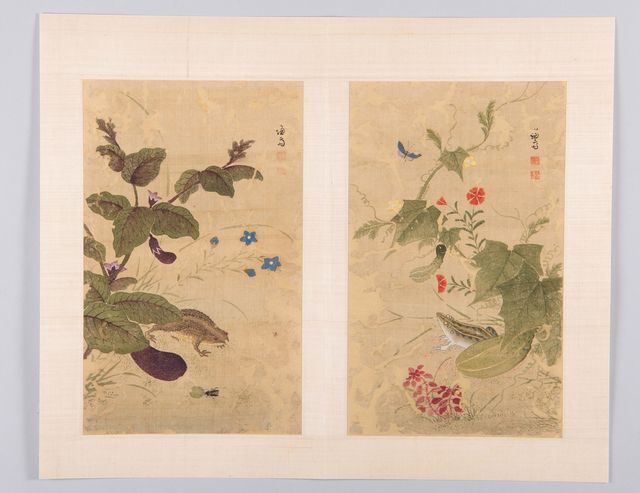 수리복원을 마친 '하마가자'(두꺼비와 가지. 왼쪽)와 '과전전계'(외밭의 참개구리)[대구간송미술관 제공. 재판매 및 DB 금지]