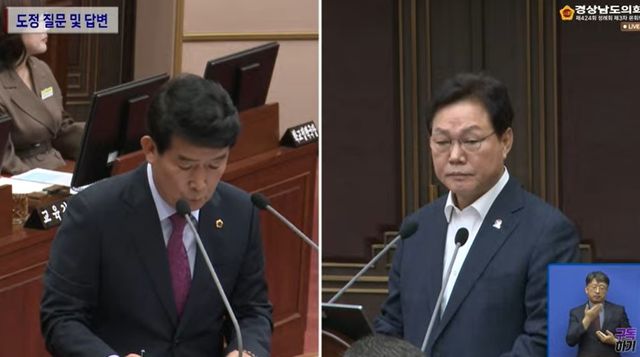 왼쪽부터 진상락 의원, 박완수 경남지사