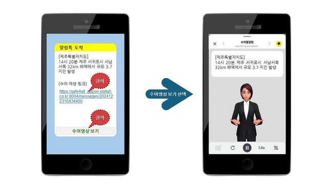 제주도 AI 활용 재난문자 수어 영상 서비스