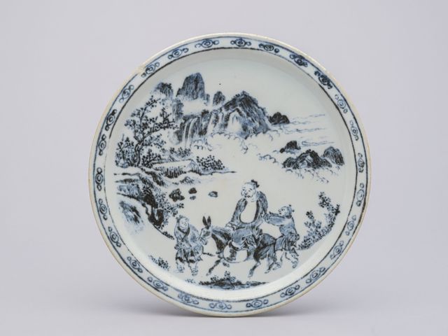 백자 청화 산수·인물무늬 전접시