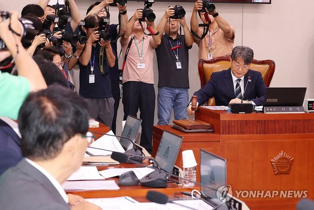 의사봉 두드리는 이춘석 법사위원장