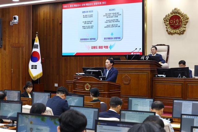 지난 8일 5분 자유발언하는 박기영 강원도의원