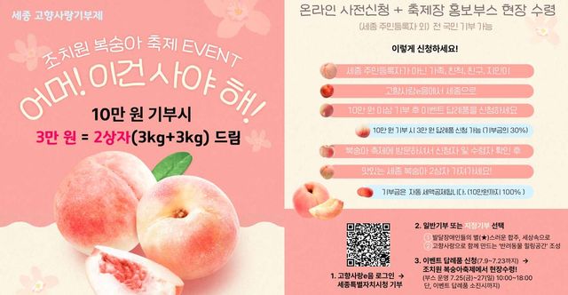 고향사랑기부하고 복숭아 받아가세요